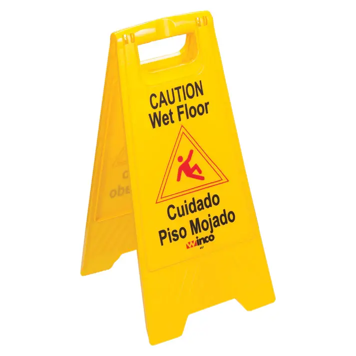 FOLD OUT CAUTION WET FLOOR SIGN - 25 X 12 INCH